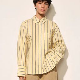 Only Yellow Cotton Striped Long Sleeves Shirt-picture-1