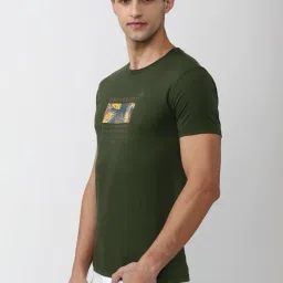 Peter England Olive Slim Fit Printed T-Shirt image 3