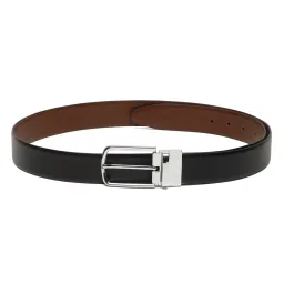 Teakwood Leathers Black & Brown Textured Reversible Leather Formal Belt For Men image 3