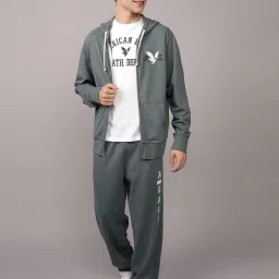 American Eagle Grey Regular Fit Hooded Sweatshirt image 3