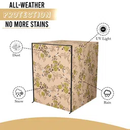 Kuber Industries Beige & Green Printed Front Load WashingMachineCover image 2