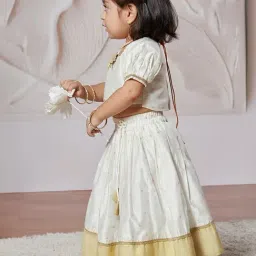 VASTRAMAY Girls White Self Design Lehenga Choli image 4