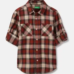 United Colors of Benetton Kids Red Checks Regular Fit Shirt-picture-40