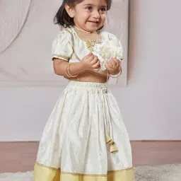 VASTRAMAY Girls White Self Design Lehenga Choli image 3