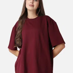 URBANICE Round Neck Drop-Shoulder Sleeves Oversized Cotton T-shirt-picture-17