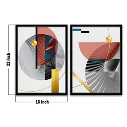 Myntra Elegant Homes Grey & White 2 Pieces Abstract Architectural Space Canvas Wall Art image 5