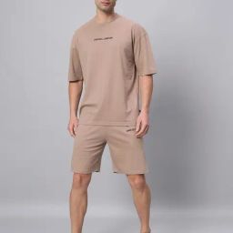 Griffel Beige Cotton Loose Fit Logo Printed Co-Ord Set-picture-29