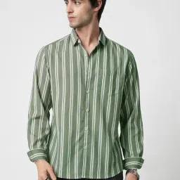 Vastrado Green Relaxed Fit Striped Shirt-picture-16