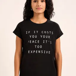 People Women Typography Extended Sleeves Raw Edge T-shirt-image-82