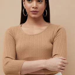 CODE by Lifestyle Women Ribbed Round Neck Fitted Top-picture-17