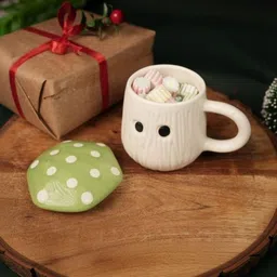 ArteCasa White & Green Natural Elements Printed Ceramic Glossy Mugs Set of Cups and Mugs image 4