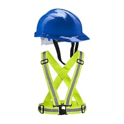 Rahul Professionals High Visibility Polyethylene and Plastic Blue & Green Safety Helmet & Vest Belt Jacket Combo Free Size (Pack of 10)-picture-45