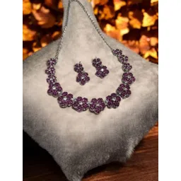 R A Enterprises Silver-Plated Stones Studded Jewellery Set-picture-37