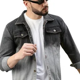 voxati Mens Dual Color Washed Denim Jacket image 1