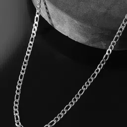 PYR FASHION Men Stainless Steel Silver-Plated Minimal Figaro Link Chain-picture-47