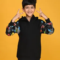 Anthrilo Fleece Full Sleeves Placement Race Theme Printed Zipper Hoodie -  Black-picture-35