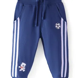 Babyhug Cotton Knit Full Length Loungr Pants With Animal Print & Tape Detailing - Navy-picture-26