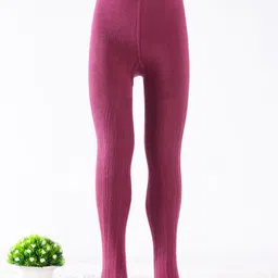 Mustang Cotton Knit Footed Tights with Cable Knit Design - Maroon-picture-11