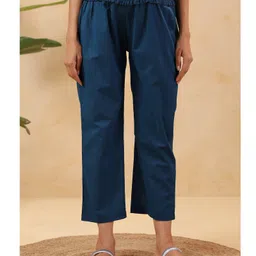 Ikk Kudi by Seerat Cotton Woven Solid High Waist Maternity Pant - Peacock Blue-picture-20