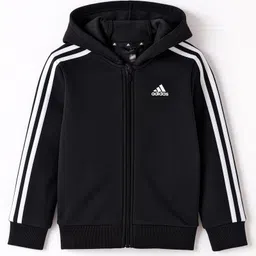 ADIDAS KIDS Cotton Knit Full Sleeves Solid Hooded Sweatjacket - Black-picture-18