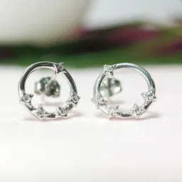 INARI SHINES 925 Sterling Silver Rhodium-Plated Circular Shaped Studs-picture-19