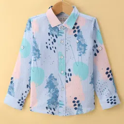 Jash Kids Cotton Woven Full Sleeves Printed Shirt - Light Blue image 2