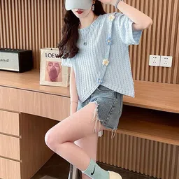 StyleCast x Revolte Self Design Drop-Shoulder Sleeves Round Neck Relaxed Fit T-shirt image 3