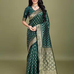 RICH & ROMAN Woven Design Zari Pure Silk Banarasi Saree-picture-40