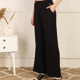 Zelena Solid Extra Stretchable High Waisted Maternity Pajama With Pockets - Black image 4