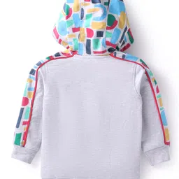 Babyhug Terry Knit Full Sleeves Hooded Sweatjacket T-Shirt & Lounge Pant Set with Text Print - Red Grey & Navy Blue image 3