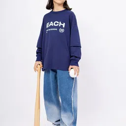 LULU & SKY Girls Relaxed Fit High-Rise Low Distress Heavy Fade Jeans image 4