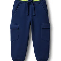 Babyhug Terry Knit Full Sleeves Cut & Sew Hooded T-Shirt & Lounge Pant Set with Kangaroo Pocket & Patch Detailing - Multicolor image 4