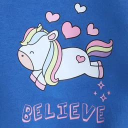 Knitting Doodles Fleece Knit Full Sleeves Unicorn Printed Light Winter Sweatshirt - Blue image 5