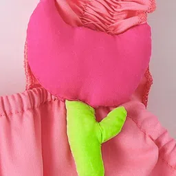 Kookie Kids Cotton Sleeveless A-Line Top with Flower Applique - Pink image 5