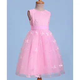 Mark & Mia Woven Sleeveless Mesh Party Dress with Floral Design & Shimmer - Pink image 5