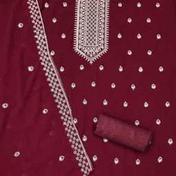 MANVAA Embellished Silk Georgette Unstitched Dress Material image 4