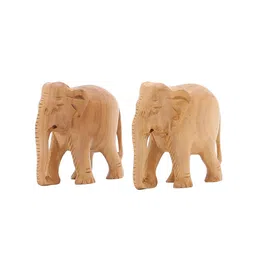 RDK Beige Natural Hamdemade Sandalwood Elephant Showpiece image 2
