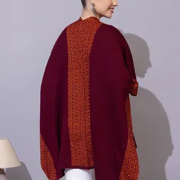 Anouk Maroon Ethnic Motifs Printed Open Front Shrug image 2