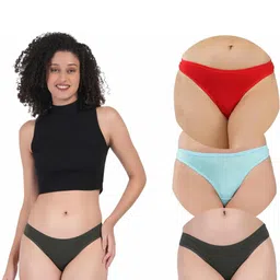 ORLIZEA Pack of 3 Women Low-Rise Cotton Blend Thongs-picture-24