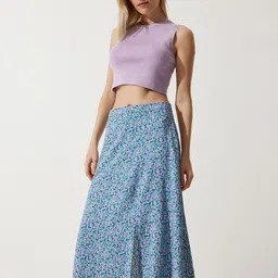 Happiness istanbul Floral Printed Flared Midi Skirts image 2