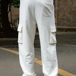 Powerlook Men Typography Pure Cotton Relaxed-Fit Mid-Rise Easy Wash Cargos Trousers image 2