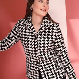 Thirty Threads Checked Notched Lapel Collar Single-Breasted Coat image 4