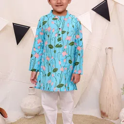 Ka-mee Boys Ethnic Motifs Printed Regular Pure Cotton Kurta with Pyjamas image 1