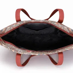 AQUATAN Ethnic Motifs Printed PU Structured Tote Bag image 5