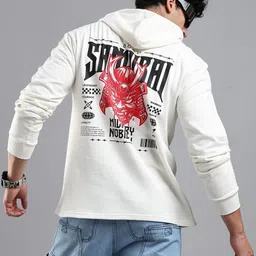 LEWEL Men Printed Hooded Sweatshirt image 5