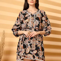 aayu Women Printed Crepe Kaftan Dress-image-65