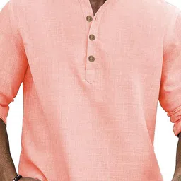 APEKTRA Mandarin Collar Roll-Up Sleeves Straight Short Kurta image 4