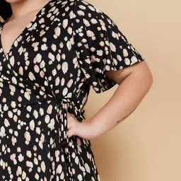 max Women Printed V-Neck Tie-Ups Detail Wrap Midi Dress image 3