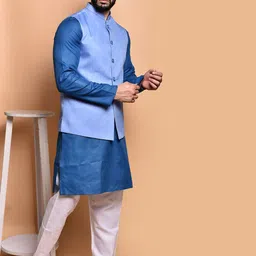 PRINTCULTR Men Regular Pure Cotton Kurta with Trousers image 3