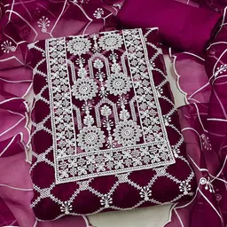 Rangtulika Ethnics Embroidered Organza Unstitched Dress Material-picture-22